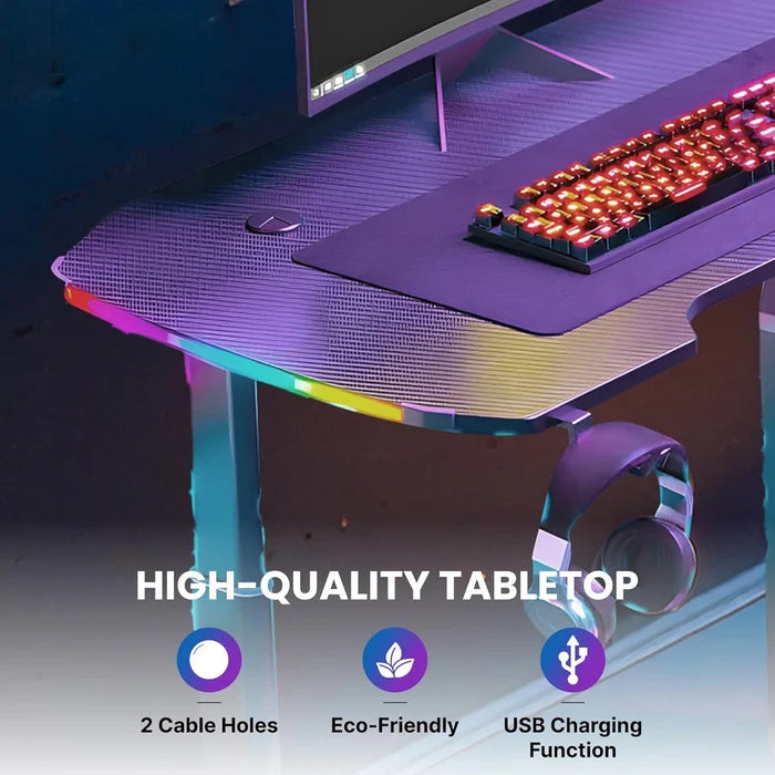 YY Manual Height Adjustable RGB Sit-Stand Gaming Desk 140cm